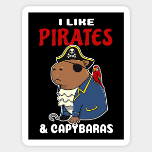 I Like Pirates and Capybaras Cartoon Magnet